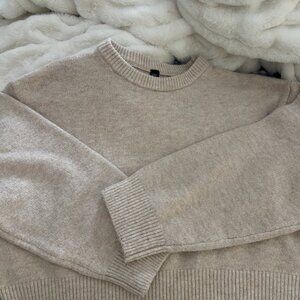 Dazy Plus Beige Knit Crewneck Sweater
